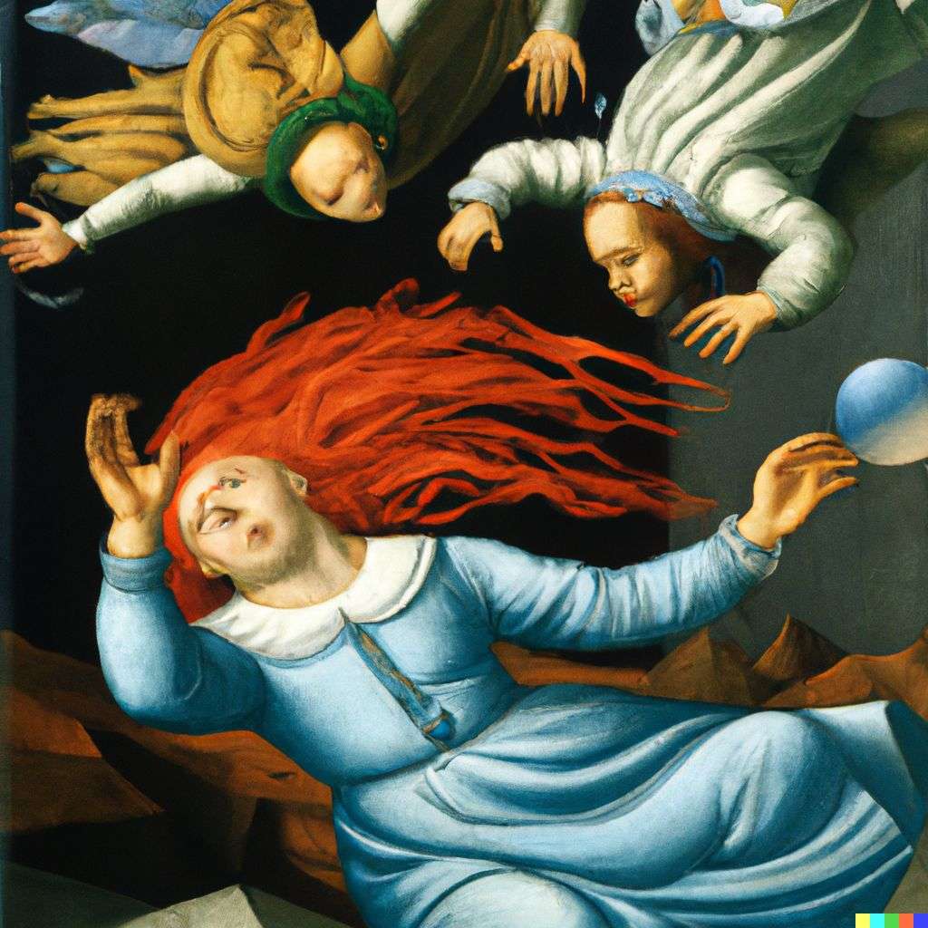 the discovery of gravity, painting by Sandro Botticelli